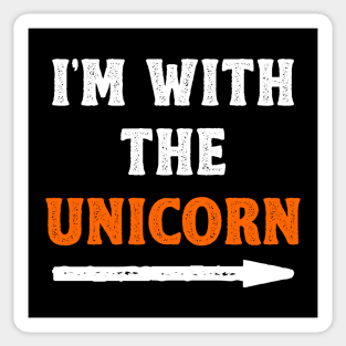 Funny Halloween I'm With The Unicorn Costume Couple Sticker